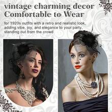 1頂時尚禮帽,花形帽頂禮帽,茶會夾子頭飾,雞尾酒網紗羽毛頭帶,婚禮、嘉年華、新娘派對、化裝舞會、騎馬賽事和節日的髮飾配件