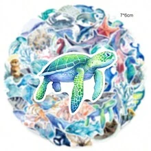 50pcs Waterproof Ocean Life Doodle Stickers - Multicolor - View 8