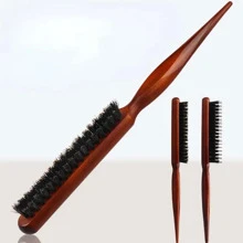 1 pièce Brosse professionnelle de salon pour démêler les cheveux, brosse en poils de sanglier et peigne en bois de ligne mince. Outil de coiffure et de mise en forme pour extensions capillaires. Accessoires pour coiffeur, salon de beauté, voyage essentiels, rentrée scolaire, vacances essentiels, accessoires capillaires pour femmes