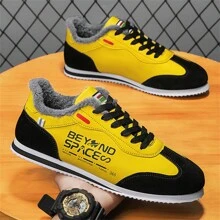 2023 年新款冬季男士鞋，时尚百搭，保暖内衬 PU 皮革，温暖、舒适、时尚 - 黃色 - 查看 2