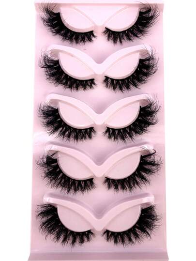 HBZGTLAD 5 Pairs Russian Strip Lashes Natural Looking Soft & Fluffy Mink Lashes 3D False Eyelashes Russian Volume Eyelashes Fake Eyelashes Dramatic Messy Mink Lashes Wispy Long Foxy Eye Lifting Look Eyelash Extension Kit Full Eyelash Strip To Lengthen And Volumize The Outer Corner Of Your Eye Beauty Makeup Strip Lashes,Lashes,Eyelashes,Fake Lashes