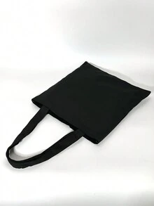 Bolso de hombro tipo tote con estampado de estrellas y letras para mujer - Negro - Ver 4