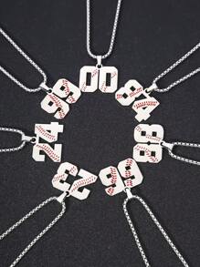 1 Pieza Collar De Cadena De Acero Inoxidable De Moda Con Número De Camiseta De 00-99 Para Atletas De Béisbol Para Hombres