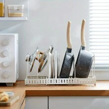 1 Pièce Organisateur De Porte-pot, Organisateur Télescopique De Pots Et Casseroles Pour Organisation Et Stockage De Cuisine, Supports Amovibles Pour Couvercles De Pots Et Supports Pour Casseroles, Organisateur De Couvercle Pour Pots Et Casseroles, Accessoires De Cuisine À Domicile