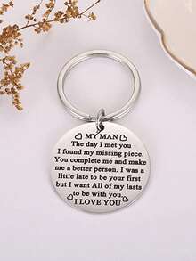 Keychain For Boyfriend My Man Keychain Gifts For_yy - Silver - View 2