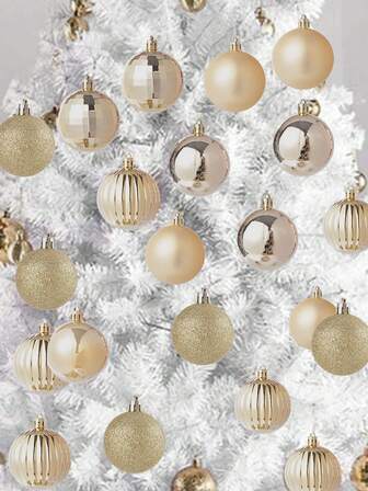 36pcs Classic Christmas Balls Decor Set - Plated Plastic Baubles Hanging Ornaments For Christmas Tree