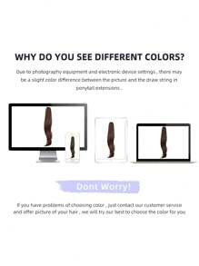 Women's Ponytail Chemical Fiber Hair Length 24 Inches Brown Natural Vertical European American African Women Wig Accessories