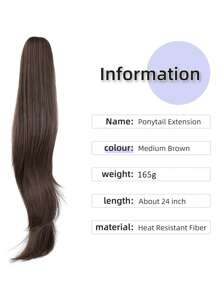 Women's Ponytail Chemical Fiber Hair Length 24 Inches Brown Natural Vertical European American African Women Wig Accessories