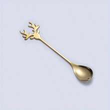 1pc Stainless Steel Christmas Reindeer Coffee Spoon - Green - View 4