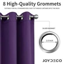 Joydeco Blackout Curtains 54 Inch Length 2 Panels Set, Thermal Insulated Long Curtains& Drapes 2 Burg, Room Darkening Grommet Curtains for Living Room Bedroom Window (W52 x L54 Inch, Dark Purple) - 深紫色 - 查看 5