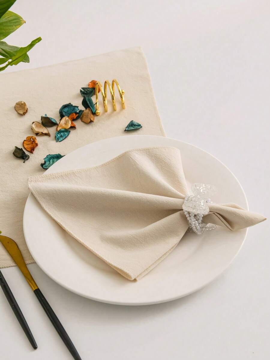 Set Of 6 Ivory Hemstitched Dinner Napkins