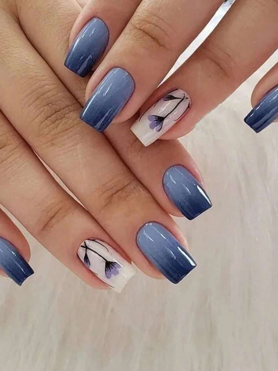 24 片中号方形纯色组合法式全覆盖假指甲，立即提升您的外观，适合女士和女孩，果冻胶随机发货，按压指甲，美甲用品，指甲