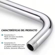 40cm Chromed Stainless Steel Shower Arm - Silver - View 2