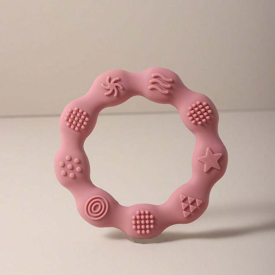 8 公分嬰兒矽膠牙膠,嬰兒出牙期磨牙玩具 - 粉色 - 查看 1