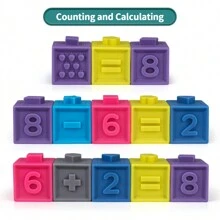Amy&Benton Soft Baby Rubber Stacking Block 1 Year Old Toddler Silicone Building Blocks for 6 12 18 months Infant Teething Blocks - Multicolor - View 3