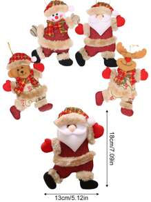 1 件/2 件/4 件圣诞树装饰挂饰、圣诞老人礼物、红色配饰吊坠（可单独购买，圣诞节 - 紅白色 - 查看 4