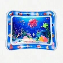 1个红色水母婴儿拍拍垫，儿童爬行训练拍手玩具充气拍水垫 - 藍色 - 查看 2