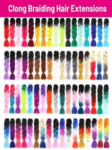 女士diy微辮的渐層大辮24英寸合成编发发丝,粉红/紫红/黄色/灰色渐层色选择