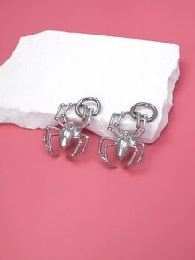 2 件裝時尚個性金屬 3d 蜘蛛形不銹鋼男士吊墜耳環,適合日常佩戴、度假和派對