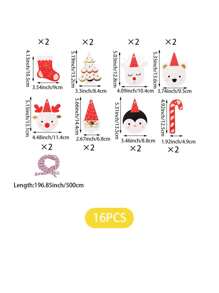 16 件薄纸，烫印驯鹿和企鹅圣诞花环 - 彩色 - 查看 5
