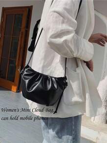 Túi mini Cloud siêu nhỏ màu đen dễ thương, Túi nhỏ thời trang và tối giản chỉ có thể chứa khoảng 5,5 inch điện thoại di động, thích hợp cho các cô gái mua sắm, hẹn hò, đi làm, cất giữ điện thoại, chìa khóa son môi và các vật dụng cá nhân khác - màu đen - Xem 4