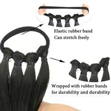 DIY Ponytail Extensions Synthetic Boxing Braids Ponytail Hair Rope For Women High Temperature Fiber Black Brown Ponytail - Black - View 5