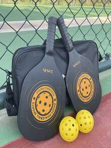 2pcs Solid Wood Pickleball Racket Set For Casual Outdoor Sports Pickeball Training Beach Racket - Black - View 6