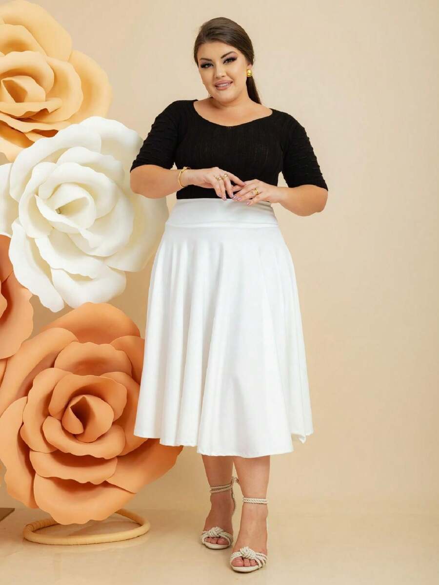 Plus Size Skirts - trắng - Xem 1