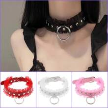 1件暗黑色項圈,哥德頸鍊,圓圈,性感蕾絲,網狀,領子,鎖骨鏈,頸套,歐美時尚嘻哈項圈,女士朋克風格頸環,pu皮革搖滾誇張頸鍊,個性甜美酷炫辣妹風格,可調節流行鎖骨鏈金屬項圈,黑色街拍夜店金屬皮革頸鍊,ins風格性感條紋harajuku風