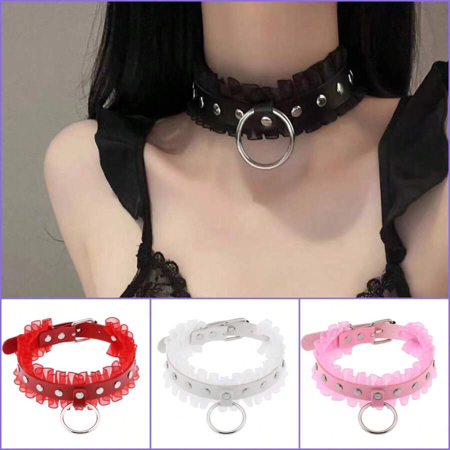 1件暗黑色項圈,哥德頸鍊,圓圈,性感蕾絲,網狀,領子,鎖骨鏈,頸套,歐美時尚嘻哈項圈,女士朋克風格頸環,pu皮革搖滾誇張頸鍊,個性甜美酷炫辣妹風格,可調節流行鎖骨鏈金屬項圈,黑色街拍夜店金屬皮革頸鍊,ins風格性感條紋harajuku風