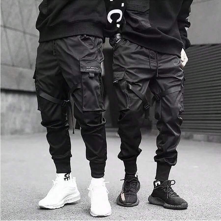 Pantalones De Chándal Hip Hop HarajukuHombre - Negro - Ver 1
