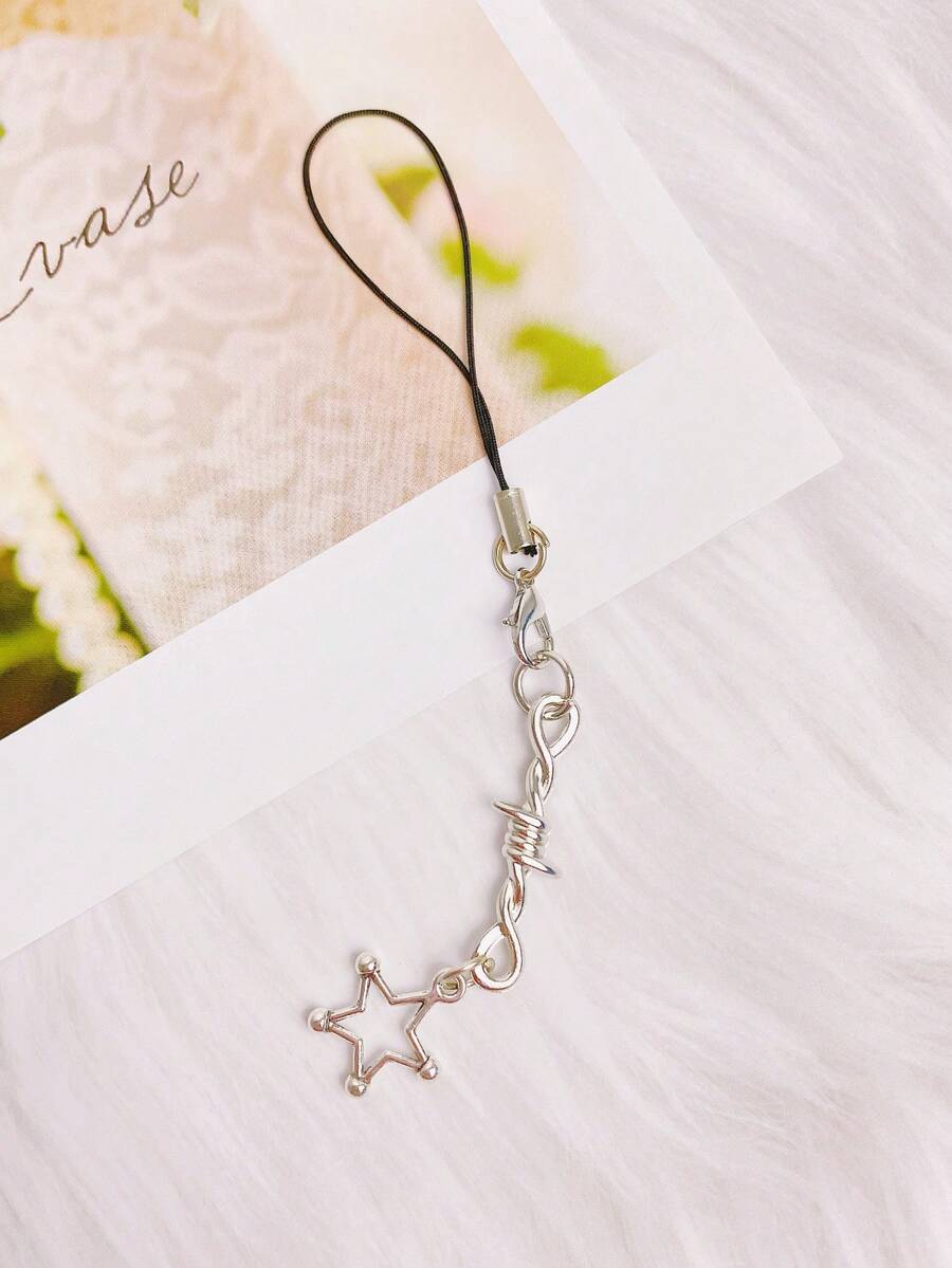 Pentagram Design Phone Lanyard - Black - View 1