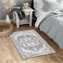 LOCHAS Boho Indoor Rugs for Entryway - 2x3 Non-Slip Small Area Rug Washable Kitchen Rugs Lightweight Throw Bedroom Rugs Bathroom Mat, Grey Medallion Print Doormat Capet for Office Laundry Room - Grey - View 6