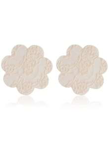 10pcs/pack Disposable Sexy Lace Flower Shaped Breast Petals In Multiple Colors - Apricot - View 4