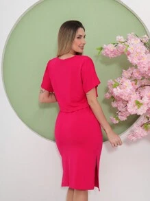 Women Two-piece Outfits - Màu Hồng Tươi - Xem 6