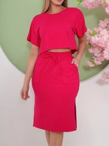 Women Two-piece Outfits - Màu Hồng Tươi - Xem 9