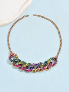 1個耀眼可愛的彩色鑲鑽項鍊,時尚可愛的女式項鍊珠寶,適合女性和少女