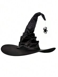 1pc Halloween Pleated Witch Hat - Black - View 1