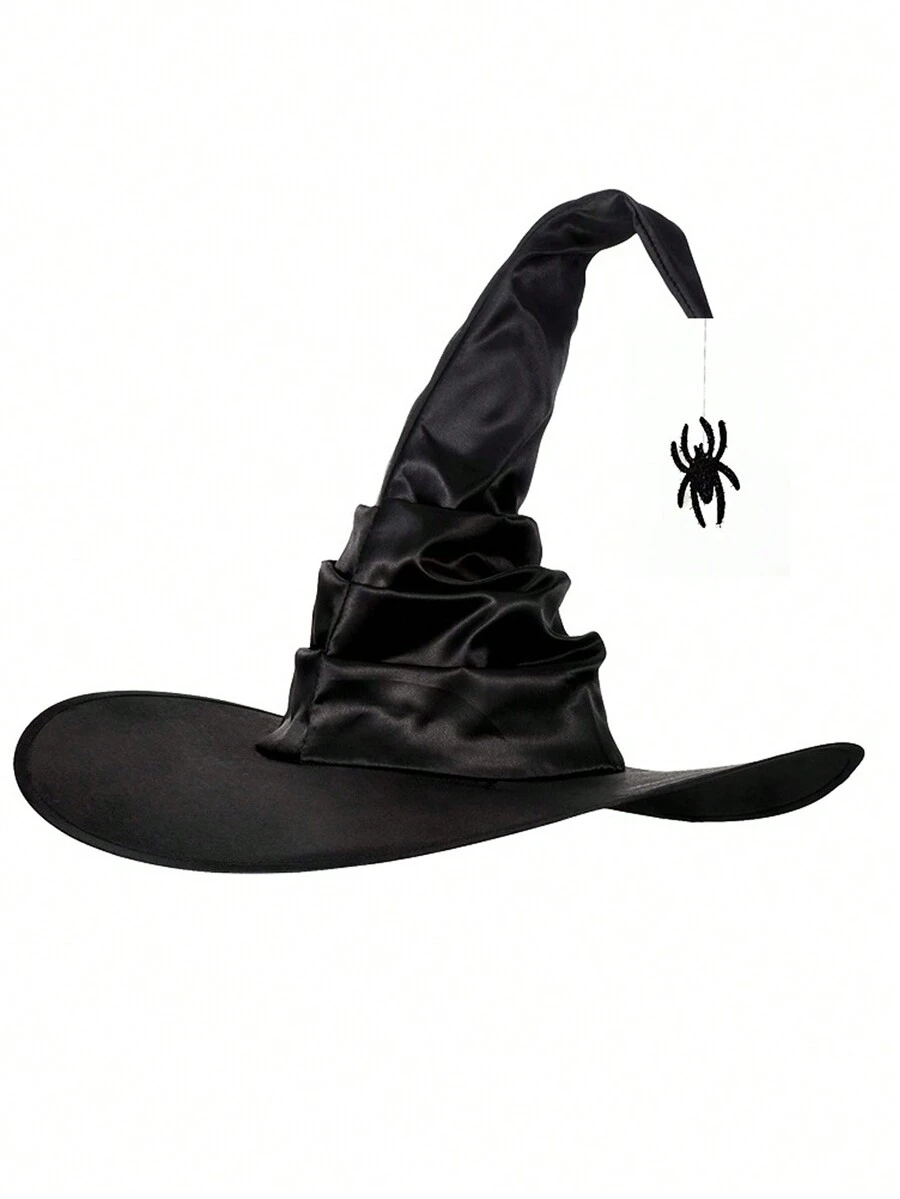 1pc Halloween Pleated Witch Hat - Black - View 1