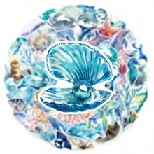 50pcs Waterproof Ocean Life Doodle Stickers - Multicolor - View 5