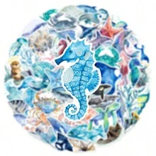 50pcs Waterproof Ocean Life Doodle Stickers - Multicolor - View 4