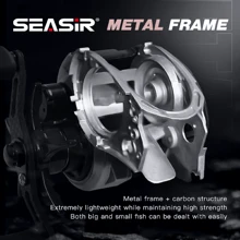 2023 Seasir M1 10+1軸承 135g超輕雙軸,防海水金屬框架陶瓷軸承碳纖維拉力系統釣魚捲線器 - 黑色 - 查看 3