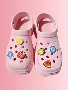 6pcs/set Colorful Pvc Cartoon Accessories For Clogs - Multicolor - View 1