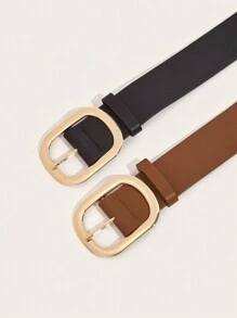 2 piezas Cinturones de piel de PU con hebilla ovalada unisex, adecuados para uso casual diario con vaqueros en verano, escuela, otoño, Halloween