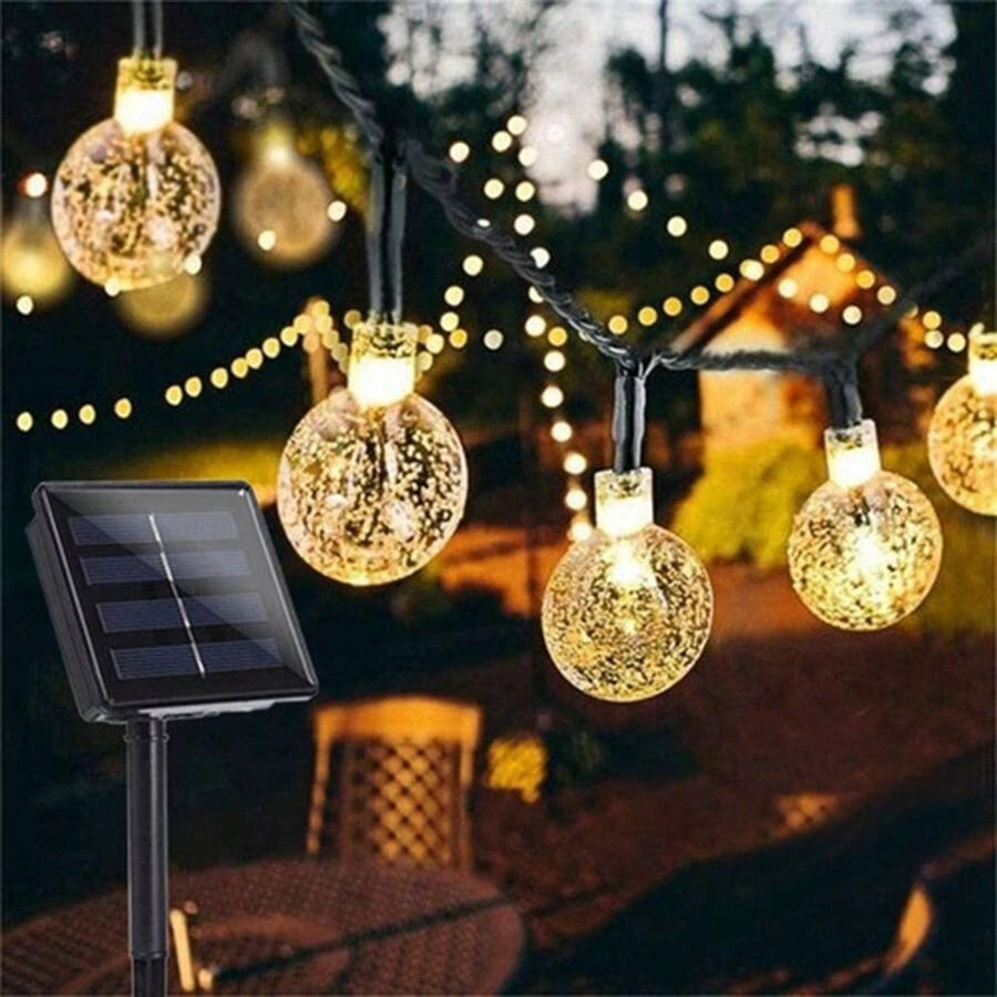 20/12/7/5m LED Solar Bubble Ball Light String,Outdoor Patio Lights String Waterproof Shatterproof Bulbs,Used For Garden, Backyard, Pergola, Party, Cafe, Camping ,Christmas Decoration