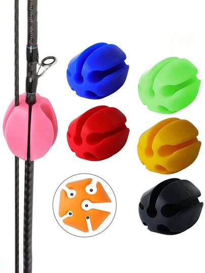 1 Fishing Rod Holder Storage Ball 5-hole Fishing Silicone Binding Rod Device Light Fishing Tackle Pull Rod Fishing Storage Accessory Ball