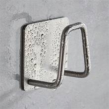 2pcs/set Silver Stainless Steel Sponge Holder With Drain Tray For Kitchen Sink, Adhesive Wall Mountable Storage Rack For Steel Wool And Pot Lid - Silver - View 3