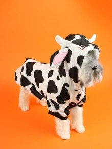 1pc Pet Cow Costume For Cats And Dogs To Wear Halloween Halloween Costumes - White - View 1