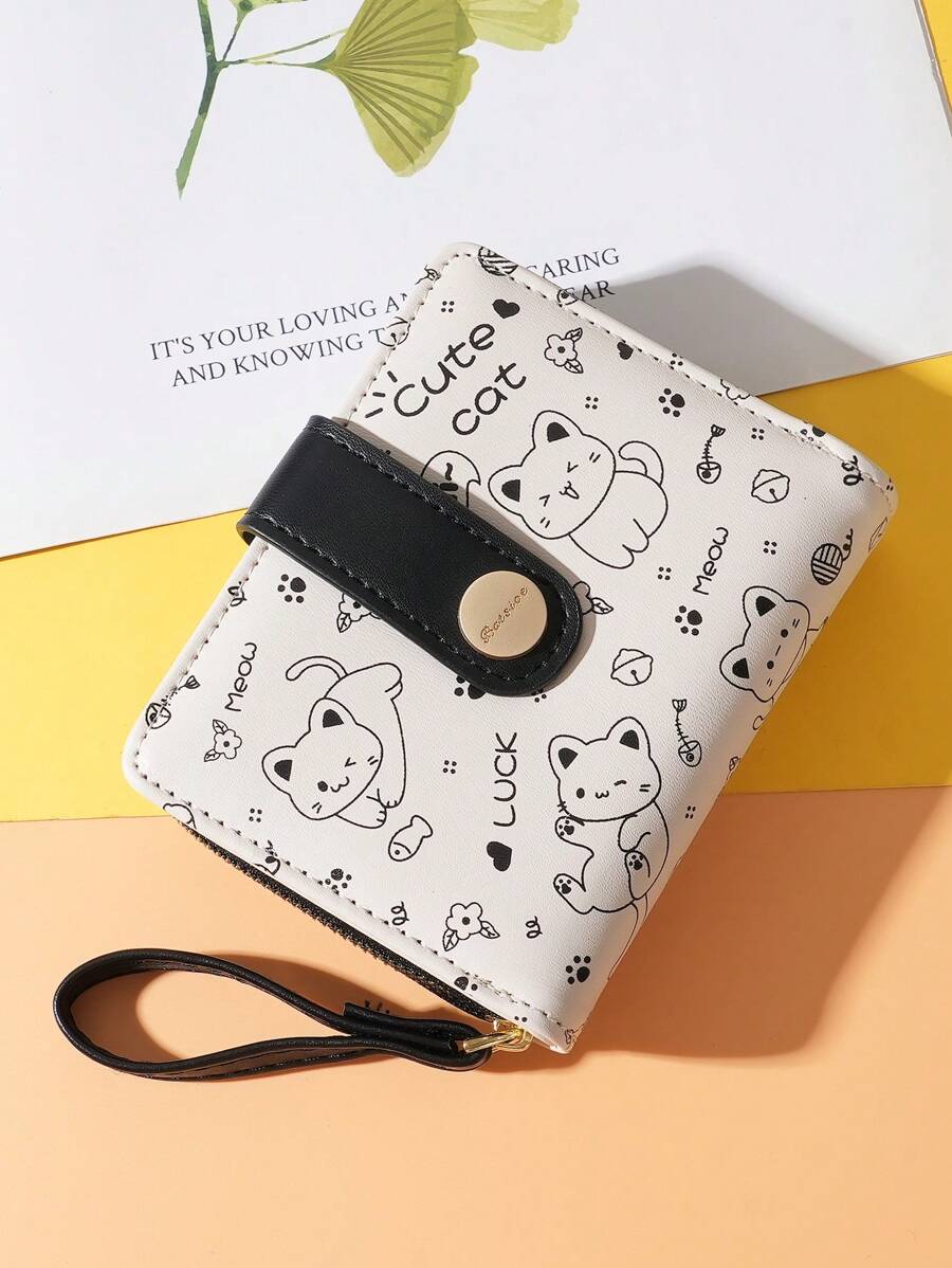 BATSIOE Kitty Design Compact Wallet Women/Girl Short Zipper Coin Student Card Holder Fresh Japanese Style For Women Wallet Purse Wallet Small Wallet Cute Wallet