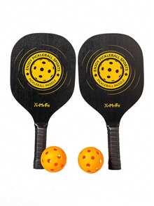 2pcs Solid Wood Pickleball Racket Set For Casual Outdoor Sports Pickeball Training Beach Racket - Black - View 8